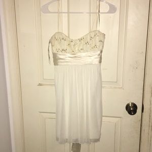 White spaghetti strap prom dress